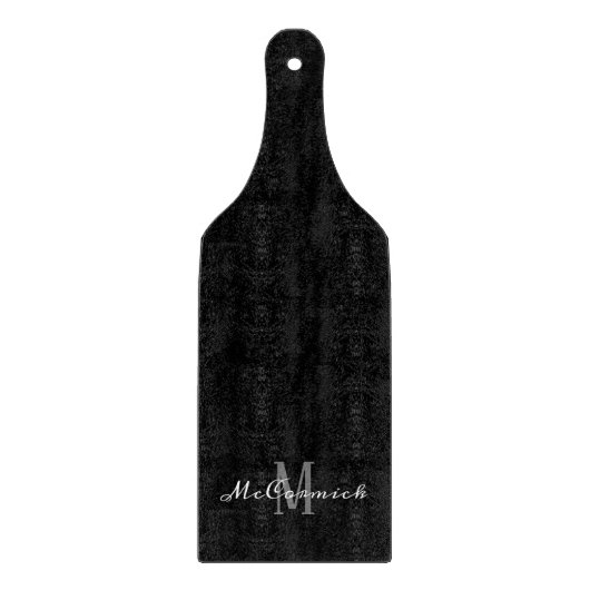 Minimalistisches Schwarz-weißes Skriptmonogramm Schneidebrett (Vorderseite)