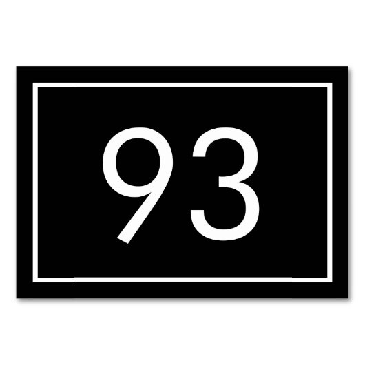 Minimalistisches Schwarz-weißes Textrestaurant Tischnummer (Rückseite)