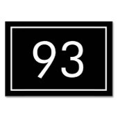 Minimalistisches Schwarz-weißes Textrestaurant Tischnummer (Vorderseite)