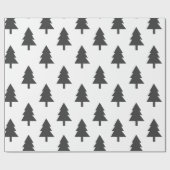 Minimalistisches Schwarz-weißes Weihnachtsbaummust Geschenkpapier (Flach)