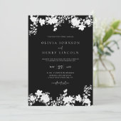 Minimalistisches Schwarz | White QR Code Floral We Einladung (Stehend Vorderseite)