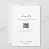 Minimalistisches Schwarz | White QR Code Floral We Einladung (Rückseite)