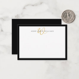 Minimalistisches Schwarz Zwei-Rahmen-Gold-Monogram Mitteilungskarte