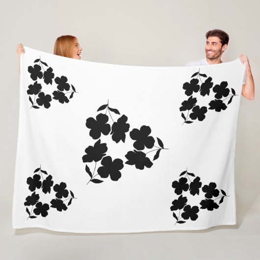 Minimalistisches schwarzes Blumenmuster Fleecedecke (Beispiel)