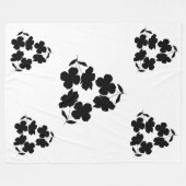 Minimalistisches schwarzes Blumenmuster Fleecedecke (Vorderseite (Horizontal))