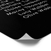 Minimalistisches schwarzes Brautparty Sitzdiagramm Poster (Ecke)