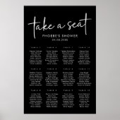 Minimalistisches schwarzes Brautparty Sitzdiagramm Poster (Vorne)