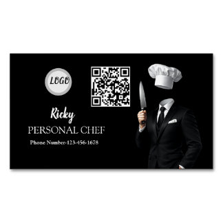 Minimalistisches schwarzes Chef-Uniform-Foto-QR-Co Magnetische Visitenkarte