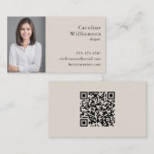 Minimalistisches Schwarzes Creme Berufliches Foto Visitenkarte (Vorne/Hinten)