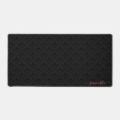 Minimalistisches schwarzes Damastmuster rosa Monog Schreibtischunterlage (Vorderseite)