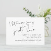 Minimalistisches Schwarzes Drehbuch, Hochzeitsfeie Einladung (Stehend Vorderseite)