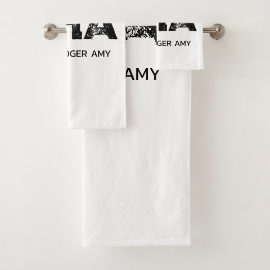 MINIMALISTISCHES SCHWARZES DREIBUCHSTABEN-MONOGRAM BADHANDTUCH SET (Insitu)