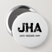 MINIMALISTISCHES SCHWARZES DREIBUCHSTABEN-MONOGRAM BUTTON (Vorne & Hinten)