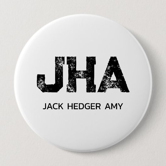 MINIMALISTISCHES SCHWARZES DREIBUCHSTABEN-MONOGRAM BUTTON (Vorderseite)