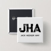 MINIMALISTISCHES SCHWARZES DREIBUCHSTABEN-MONOGRAM BUTTON (Vorne & Hinten)