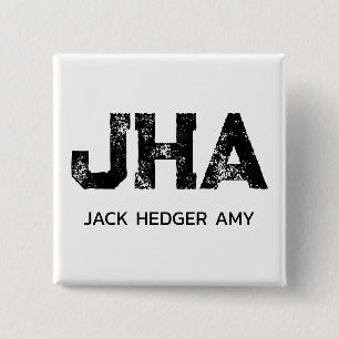 MINIMALISTISCHES SCHWARZES DREIBUCHSTABEN-MONOGRAM BUTTON