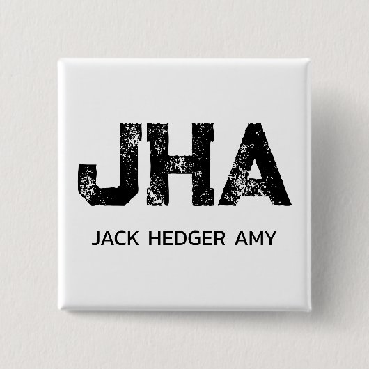 MINIMALISTISCHES SCHWARZES DREIBUCHSTABEN-MONOGRAM BUTTON (Vorderseite)