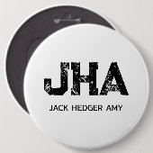 MINIMALISTISCHES SCHWARZES DREIBUCHSTABEN-MONOGRAM BUTTON (Vorne & Hinten)