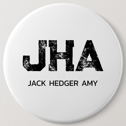 MINIMALISTISCHES SCHWARZES DREIBUCHSTABEN-MONOGRAM BUTTON (Vorderseite)