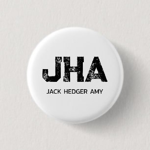 MINIMALISTISCHES SCHWARZES DREIBUCHSTABEN-MONOGRAM BUTTON