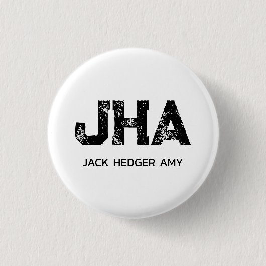 MINIMALISTISCHES SCHWARZES DREIBUCHSTABEN-MONOGRAM BUTTON (Vorderseite)