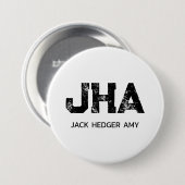 MINIMALISTISCHES SCHWARZES DREIBUCHSTABEN-MONOGRAM BUTTON (Vorne & Hinten)