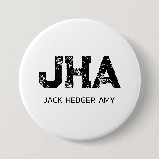 MINIMALISTISCHES SCHWARZES DREIBUCHSTABEN-MONOGRAM BUTTON (Vorderseite)