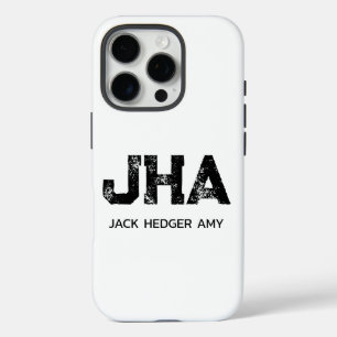 MINIMALISTISCHES SCHWARZES DREIBUCHSTABEN-MONOGRAM iPhone 16 PRO HÜLLE