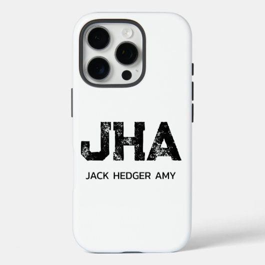 MINIMALISTISCHES SCHWARZES DREIBUCHSTABEN-MONOGRAM Case-Mate iPhone HÜLLE (Rückseite)