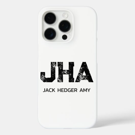 MINIMALISTISCHES SCHWARZES DREIBUCHSTABEN-MONOGRAM Case-Mate iPhone HÜLLE (Rückseite)