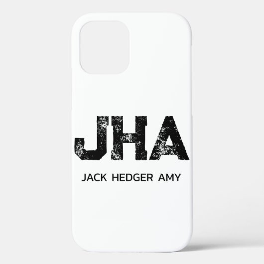 MINIMALISTISCHES SCHWARZES DREIBUCHSTABEN-MONOGRAM Case-Mate iPhone HÜLLE (Rückseite)
