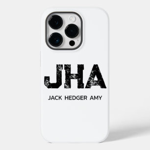 MINIMALISTISCHES SCHWARZES DREIBUCHSTABEN-MONOGRAM Case-Mate iPhone 14 PRO HÜLLE