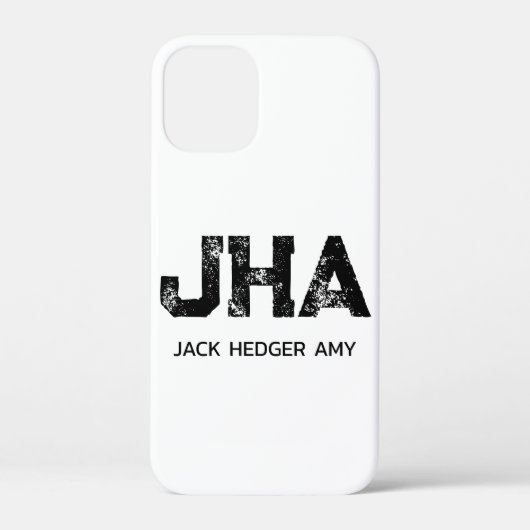 MINIMALISTISCHES SCHWARZES DREIBUCHSTABEN-MONOGRAM Case-Mate iPhone HÜLLE (Rückseite)