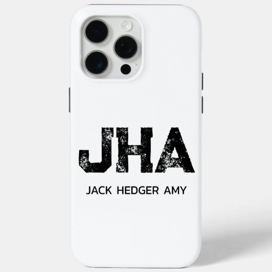 MINIMALISTISCHES SCHWARZES DREIBUCHSTABEN-MONOGRAM Case-Mate iPhone HÜLLE (Rückseite)