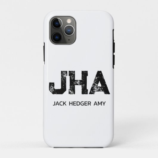 MINIMALISTISCHES SCHWARZES DREIBUCHSTABEN-MONOGRAM Case-Mate iPhone HÜLLE (Rückseite)