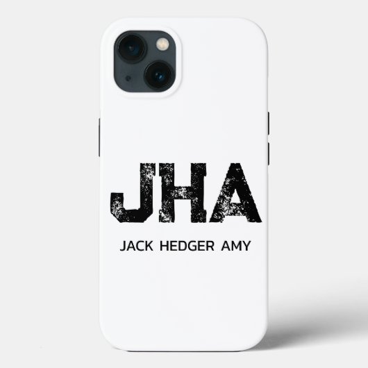 MINIMALISTISCHES SCHWARZES DREIBUCHSTABEN-MONOGRAM Case-Mate iPhone HÜLLE (Rückseite)