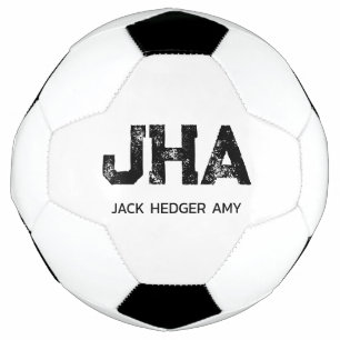 MINIMALISTISCHES SCHWARZES DREIBUCHSTABEN-MONOGRAM FUßBALL