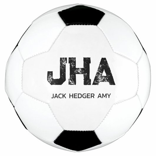 MINIMALISTISCHES SCHWARZES DREIBUCHSTABEN-MONOGRAM FUßBALL (Vorderseite)