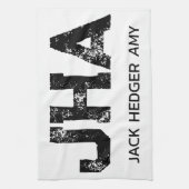 MINIMALISTISCHES SCHWARZES DREIBUCHSTABEN-MONOGRAM GESCHIRRTUCH (Vertikal)