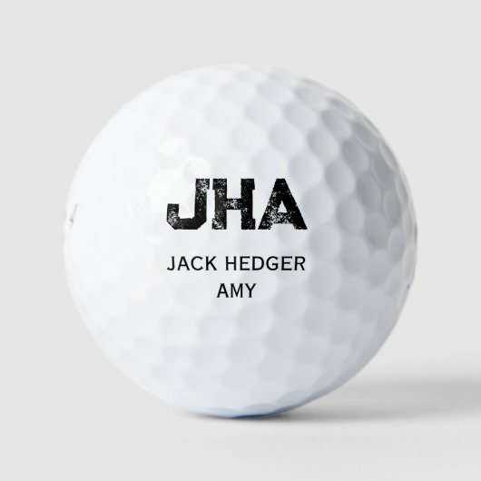 MINIMALISTISCHES SCHWARZES DREIBUCHSTABEN-MONOGRAM GOLFBALL (Vorderseite)