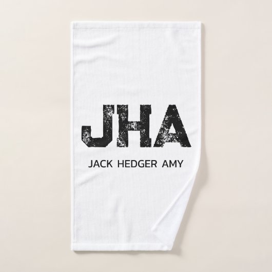 MINIMALISTISCHES SCHWARZES DREIBUCHSTABEN-MONOGRAM HANDTUCH (Handtuch)