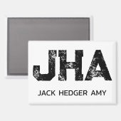 MINIMALISTISCHES SCHWARZES DREIBUCHSTABEN-MONOGRAM MAGNET (Vorderseite/Rückseite)