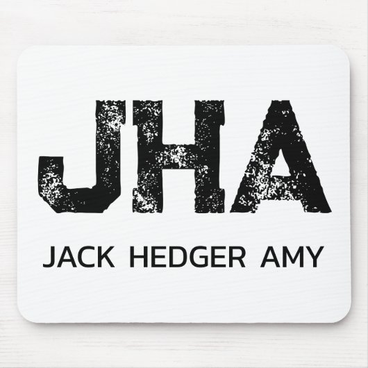 MINIMALISTISCHES SCHWARZES DREIBUCHSTABEN-MONOGRAM MOUSEPAD (Vorne)