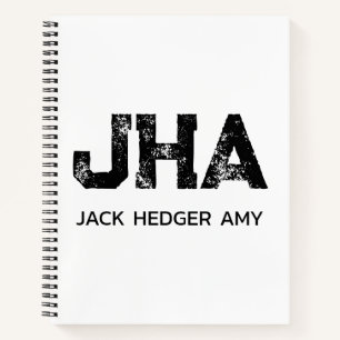 MINIMALISTISCHES SCHWARZES DREIBUCHSTABEN-MONOGRAM NOTIZBLOCK