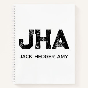 MINIMALISTISCHES SCHWARZES DREIBUCHSTABEN-MONOGRAM NOTIZBLOCK
