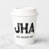 MINIMALISTISCHES SCHWARZES DREIBUCHSTABEN-MONOGRAM PAPPBECHER (Rückseite)