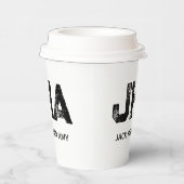 MINIMALISTISCHES SCHWARZES DREIBUCHSTABEN-MONOGRAM PAPPBECHER (Rechts)