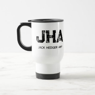 MINIMALISTISCHES SCHWARZES DREIBUCHSTABEN-MONOGRAM REISEBECHER