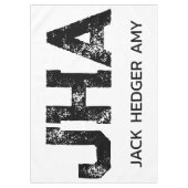 MINIMALISTISCHES SCHWARZES DREIBUCHSTABEN-MONOGRAM TISCHDECKE (Vorderseite)