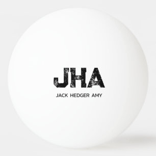 MINIMALISTISCHES SCHWARZES DREIBUCHSTABEN-MONOGRAM TISCHTENNISBALL